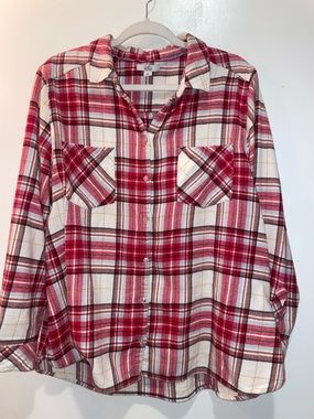 Croft & Barrow Red and White Plaid Flannel